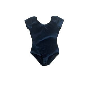 Capezio Short Sleeve Leotard Girl's Medium Intermediate Color Black Spandex